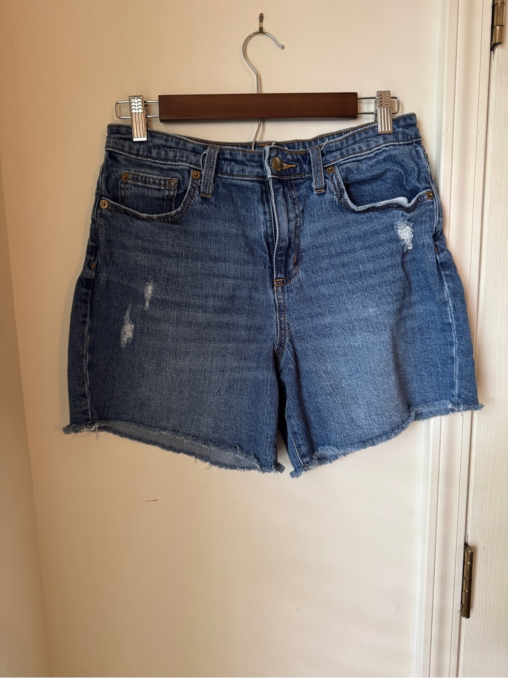 Universal Thread Boyfriend Distressed Mid-Blue Denim Cutoff Shorts Size 27